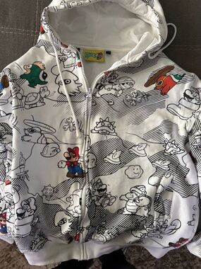 X2 Nintendo Zip-Up Hoodie with Multicolor Super Mario Accents